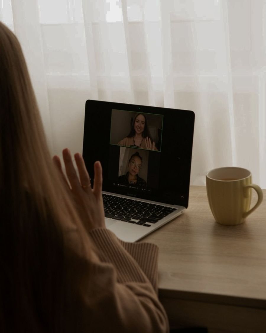 Patient meeting her provider on a telehealth video call